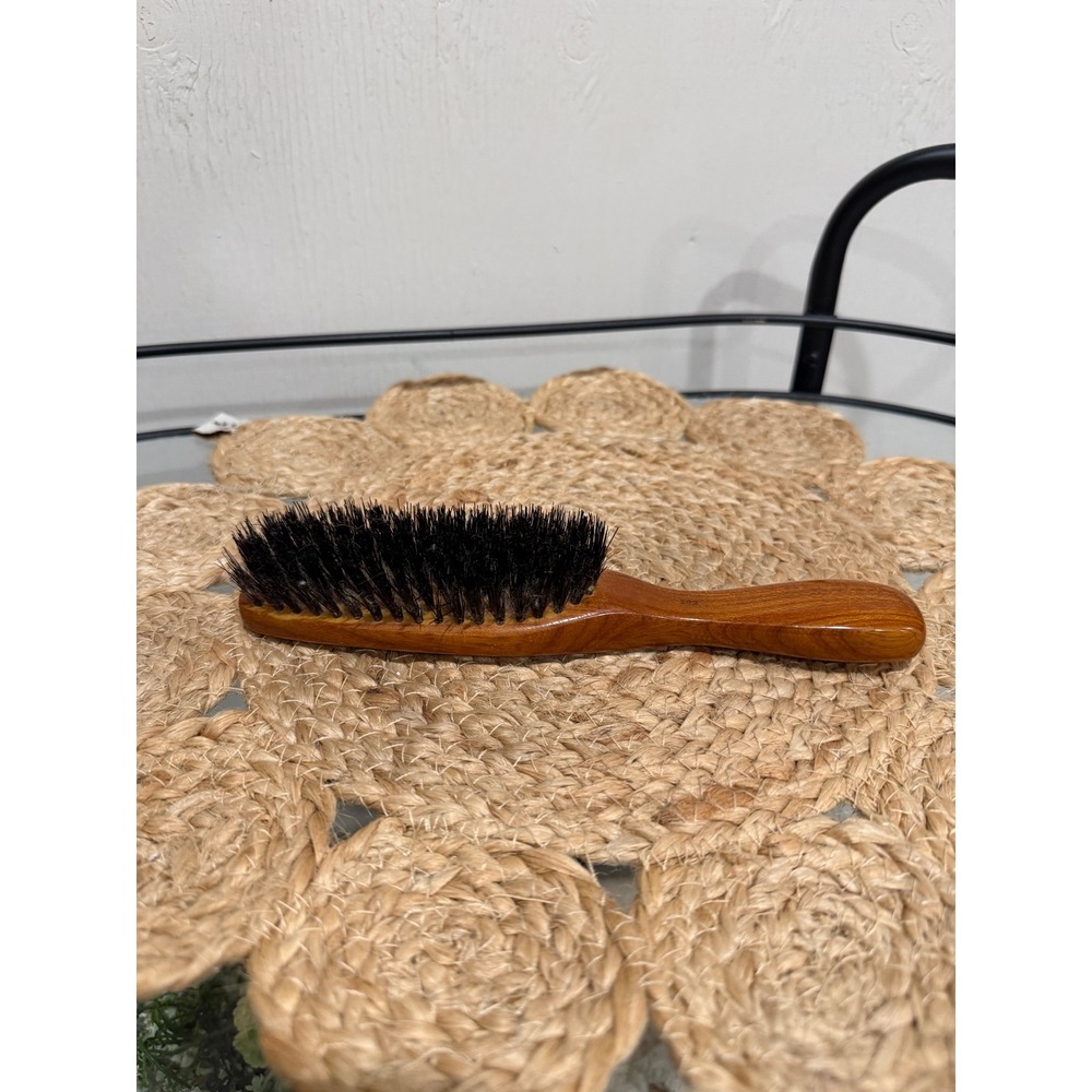 Vintage Wood Hair Brush Natural Black Bristle Wave Grooming Tool Brown Handle